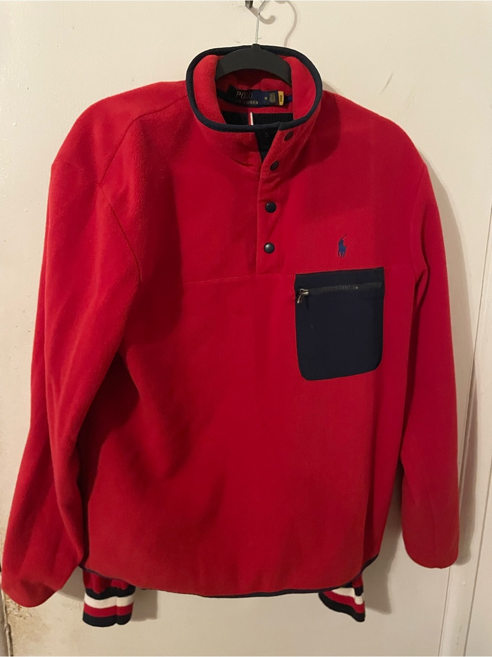Polo by Ralph Lauren Red Fleece Snap-Placket Pullover